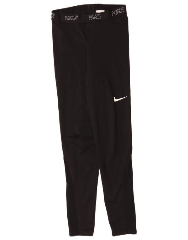 Nike Womens Graphic Leggings UK 12 Medium Black Polyester