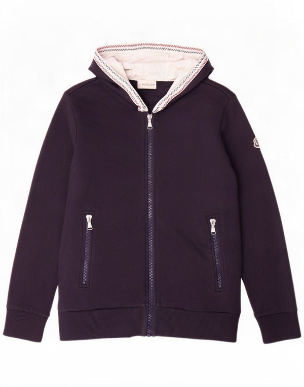 Maglione con cappuccio e zip per ragazze Moncler 13-14 anni in cotone blu navy