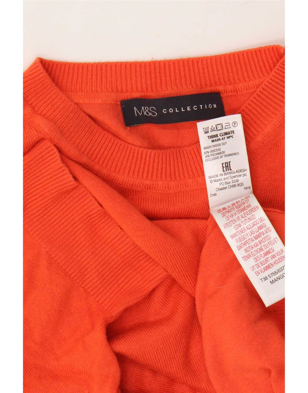 Maglione maglione girocollo da donna Marks & Spencer UK 12 arancione medio