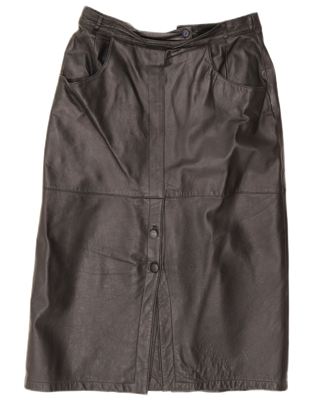 Gonna in pelle vintage da donna IT 42 media W30 in pelle nera