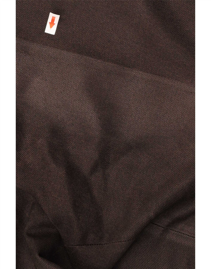 Pantaloni da abito regolari dritti da uomo Marks & Spencer W42 L29 poliestere marrone