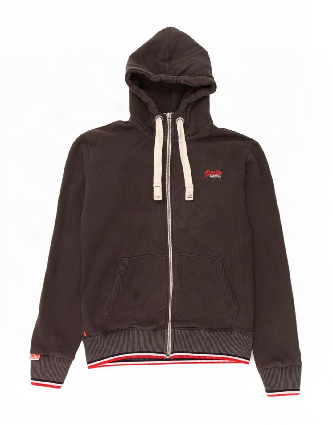 Maglione con cappuccio e zip da uomo Superdry grande in cotone nero