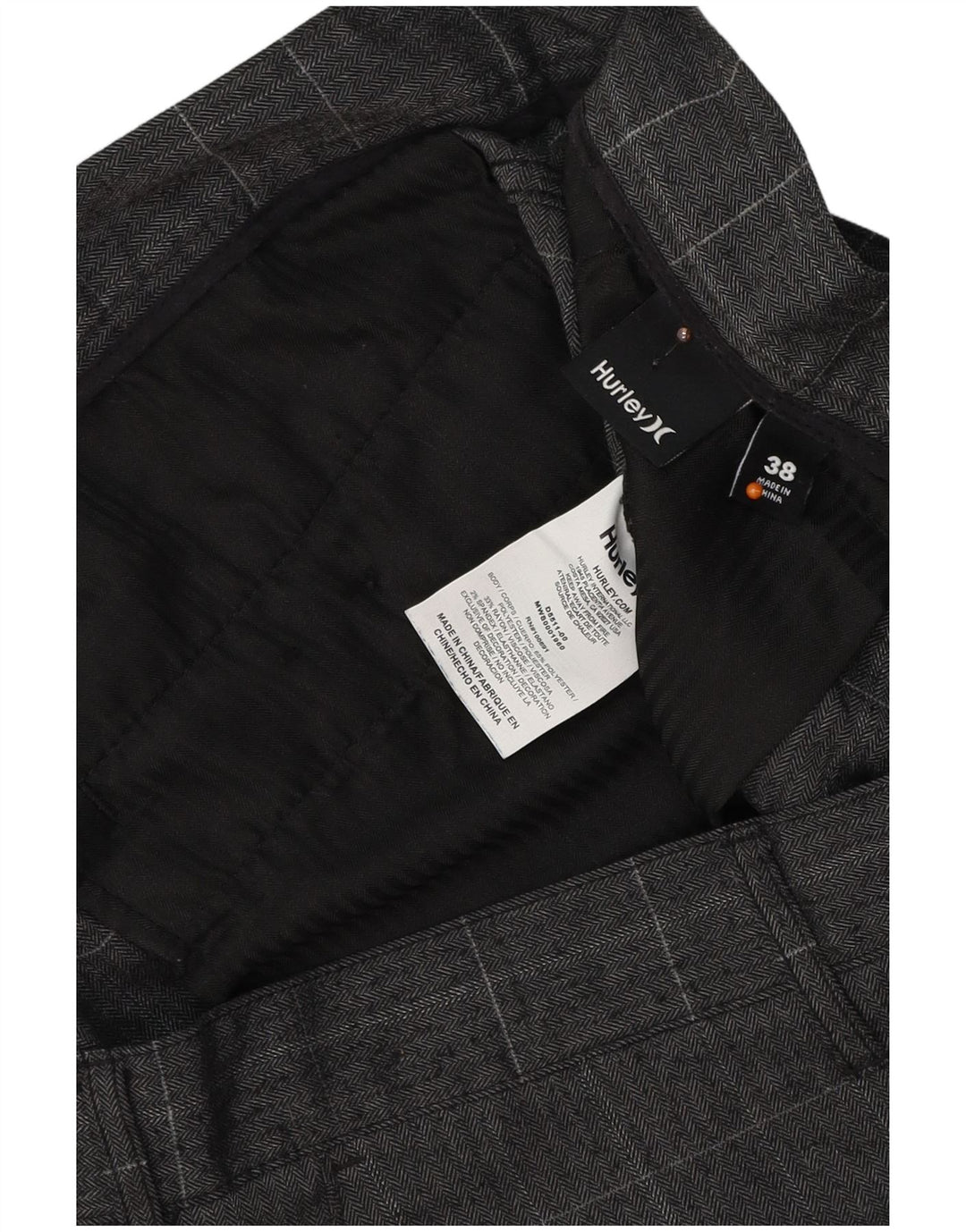 Pantaloncini chino da uomo HURLEY W38 XL poliestere a quadri grigi