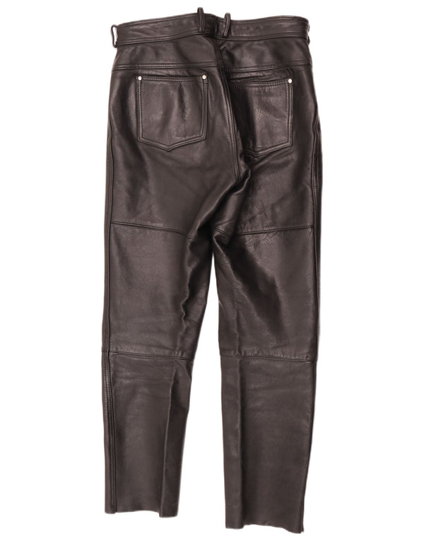 Pantaloni da motociclista in pelle vintage da uomo W32 L29 neri