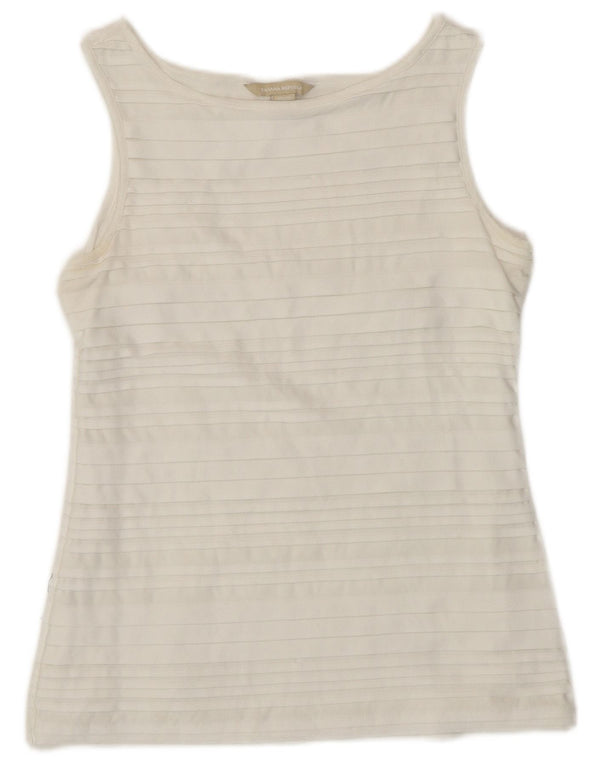 BANANA REPUBLIC Womens Vest Top UK 6 XS White Striped Polyester