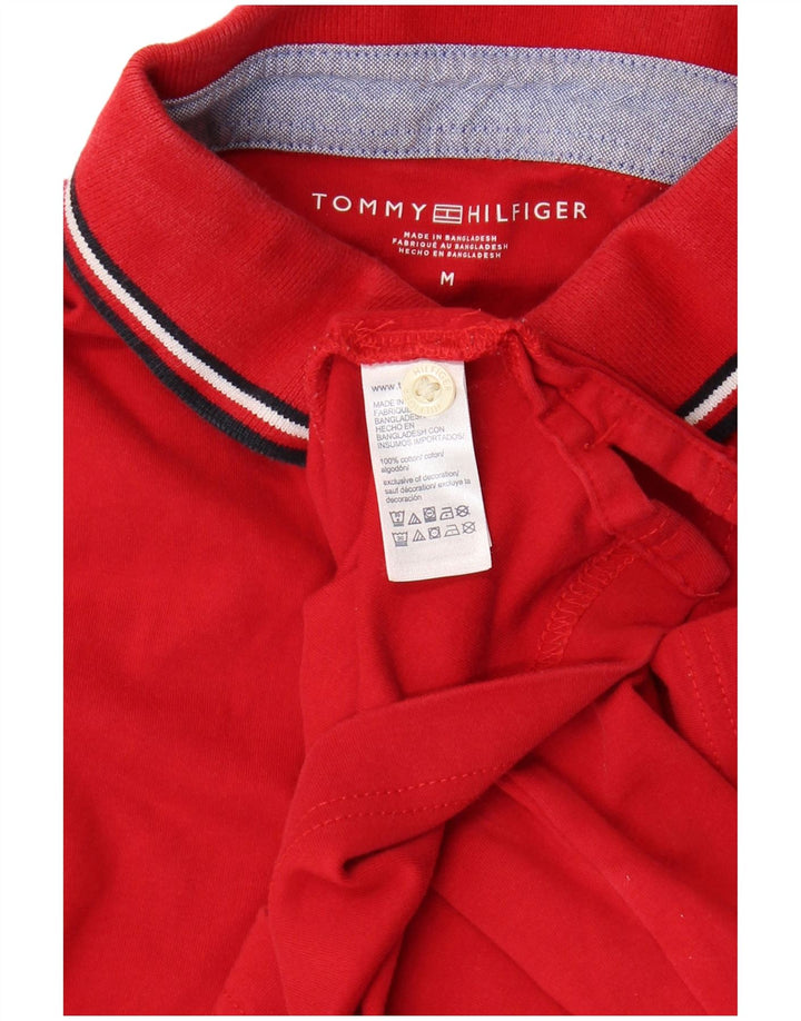 TOMMY HILFIGER Mens Polo Shirt Medium Red Cotton