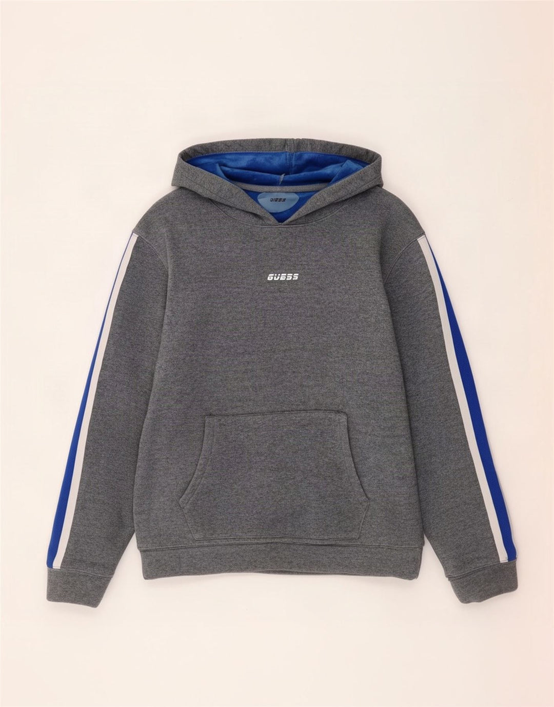 Maglione con cappuccio da uomo Guess in poliestere color block grigio medio