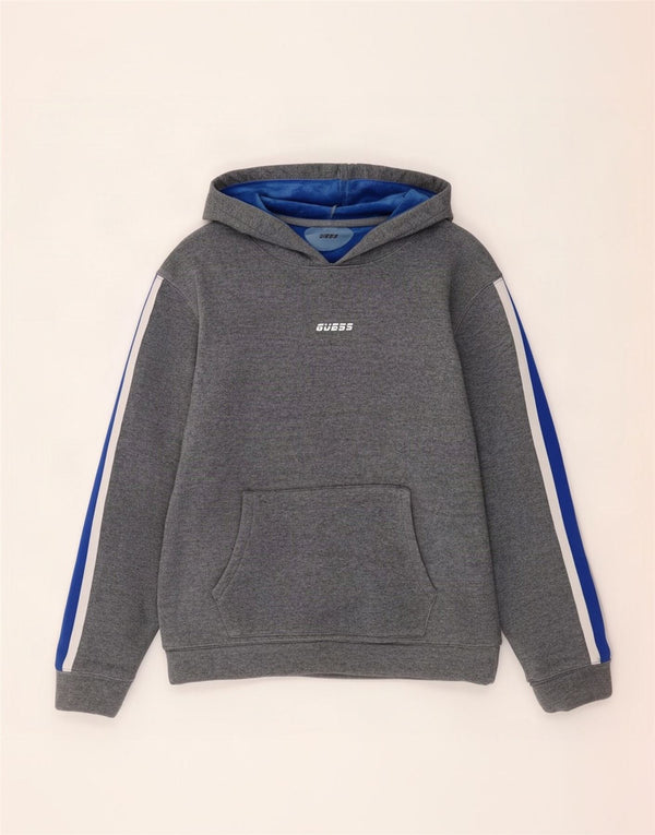 Maglione con cappuccio da uomo Guess in poliestere color block grigio medio
