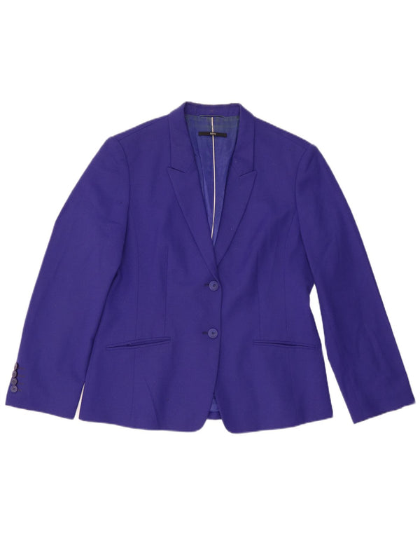 Giacca blazer a 3 bottoni da donna Hugo Boss UK 12 Lana vergine viola media