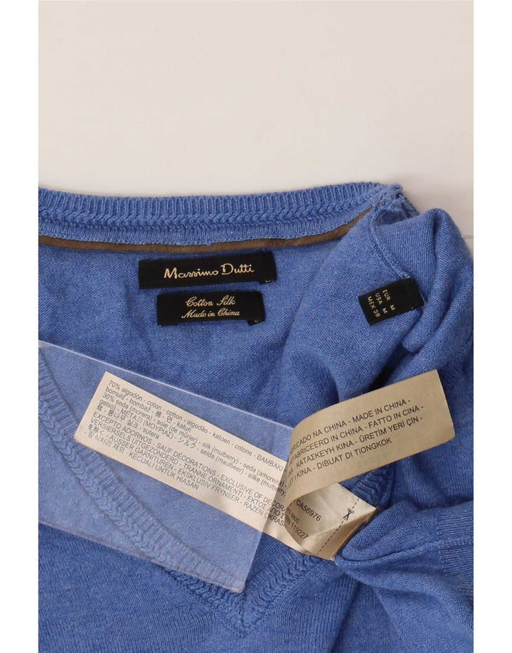 Maglione da uomo con scollo a V Massimo Dutti in cotone blu medio