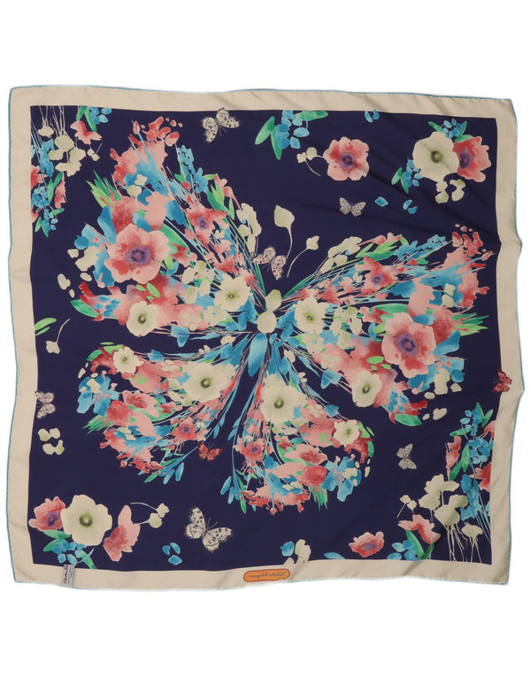 Sciarpa quadrata da donna Salvatore Ferragamo Taglia unica Farfalla floreale blu navy