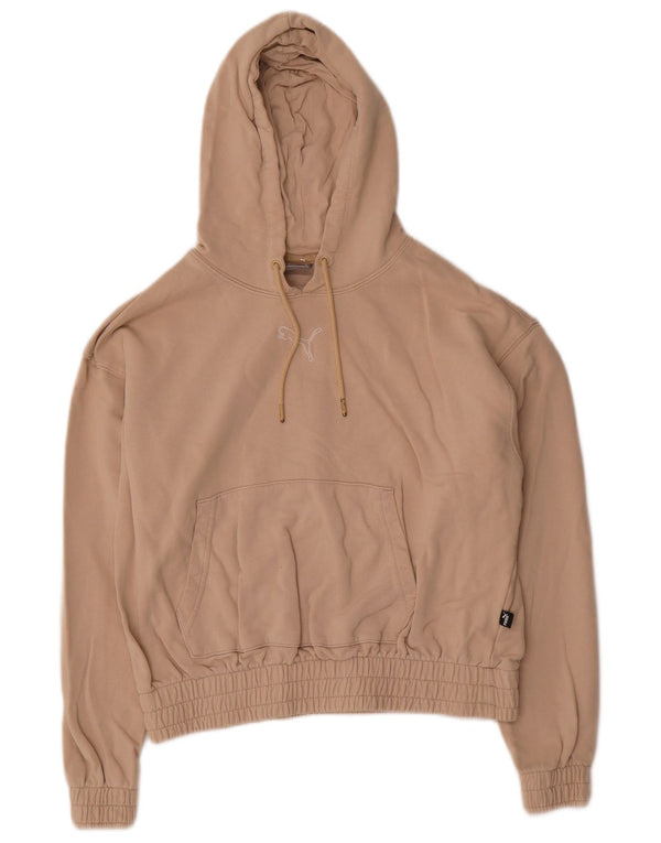 Felpa con cappuccio oversize corta da donna Puma UK 10 piccola Beige
