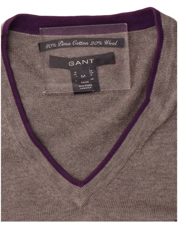 Gant Maglione da uomo con scollo a V in cotone color block grigio medio