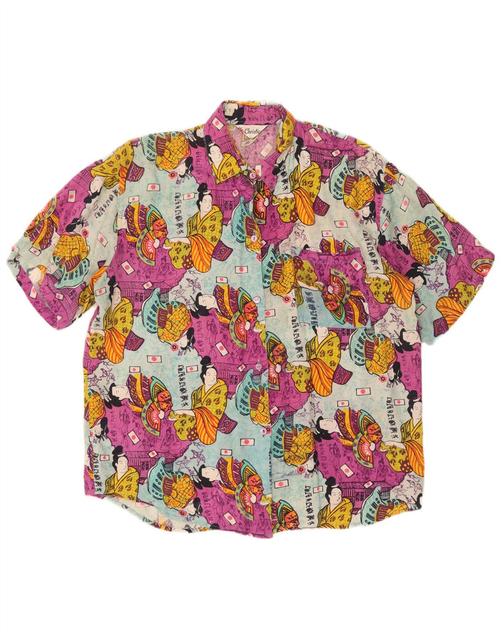 Camicia a maniche corte grafica da donna Christian UK 14 grande multicolore
