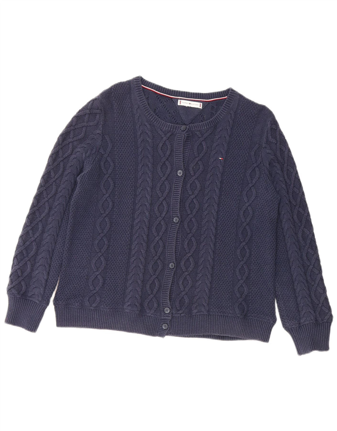 TOMMY HILFIGER Maglione cardigan da donna UK 14 Medio Blu Navy
