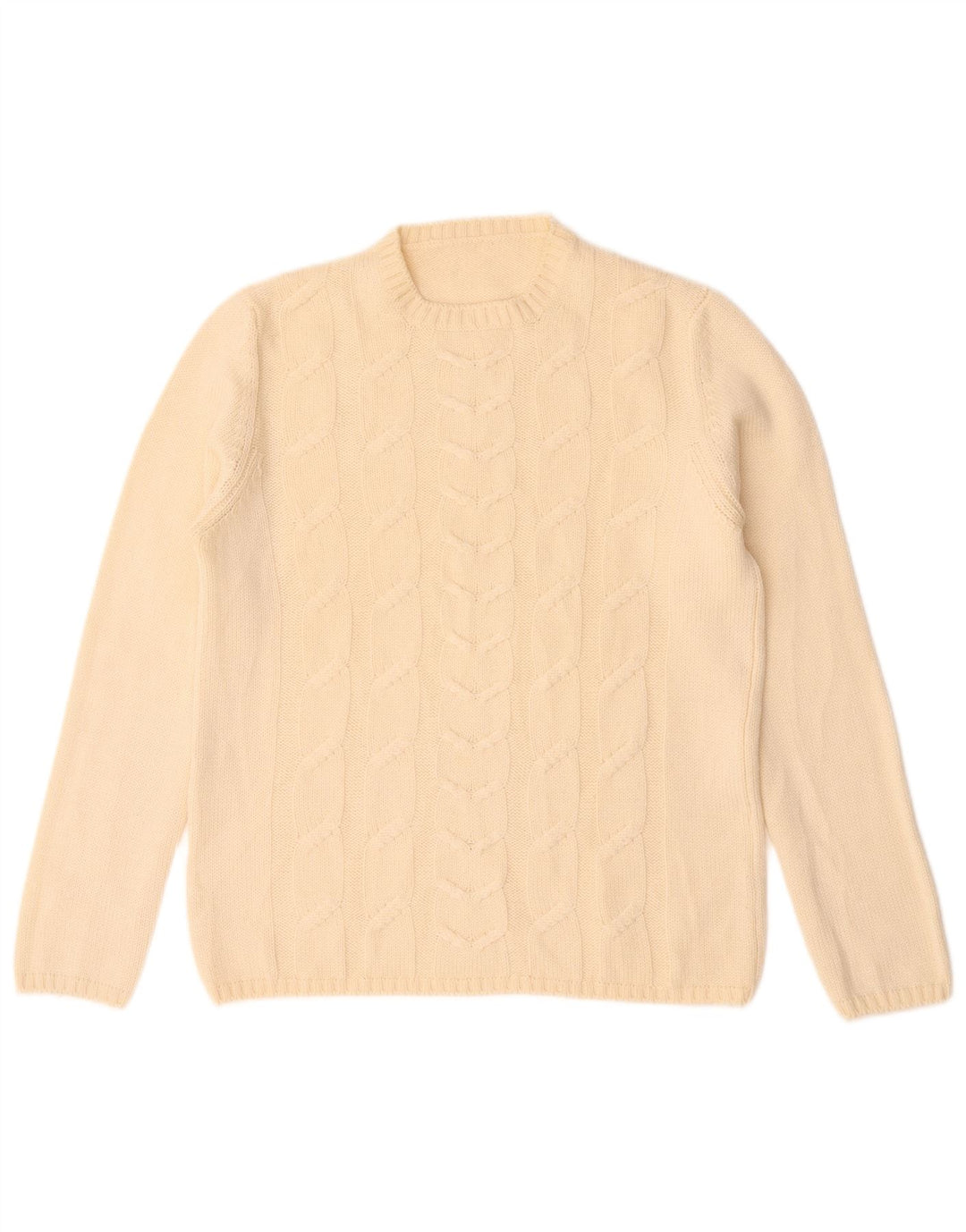 Maglione maglione girocollo da donna vintage IT 44 lana merino bianco sporco medio