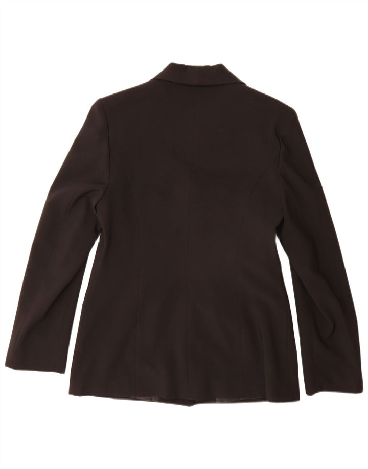 Giacca blazer vintage da donna a 3 bottoni IT 46 grande poliestere nero