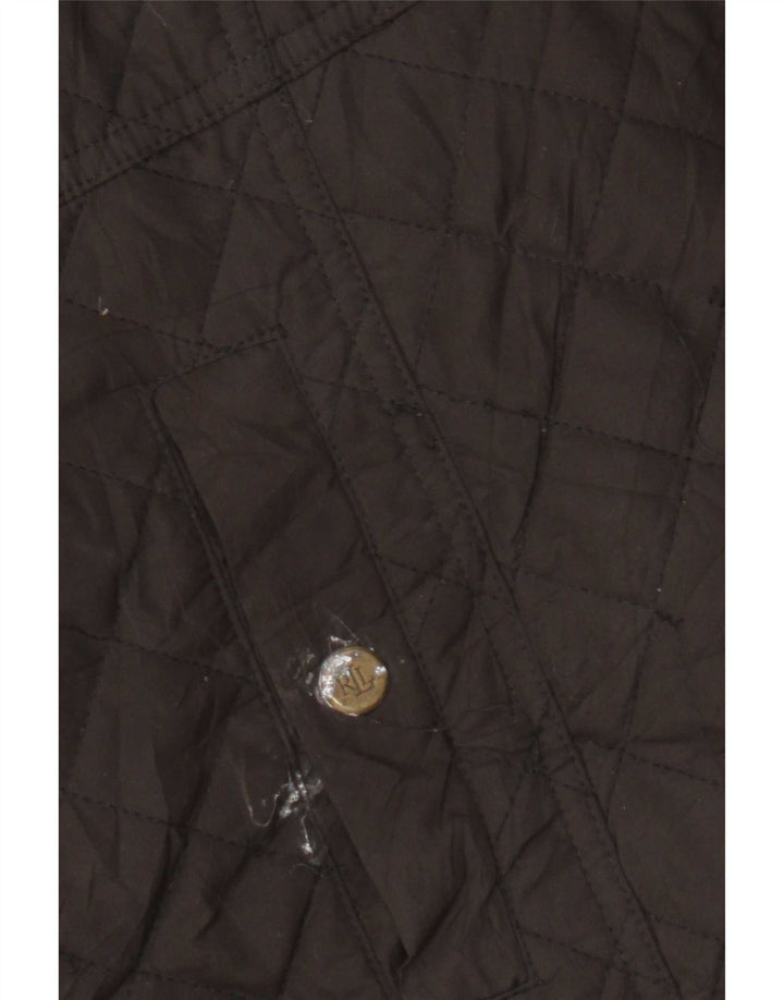 Giacca trapuntata da donna Ralph Lauren UK 14 grande poliestere marrone