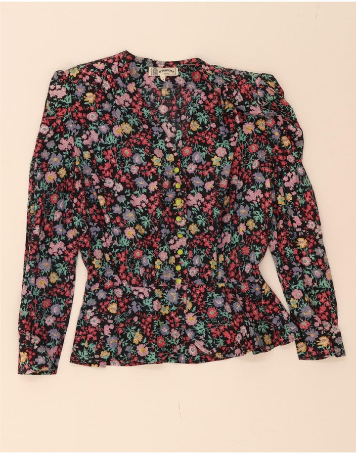 VINTAGE Womens Long Sleeve Shirt Blouse IT 44 Medium Multicoloured Floral Vintage Vintage and Second-Hand Vintage from Messina Hembry 