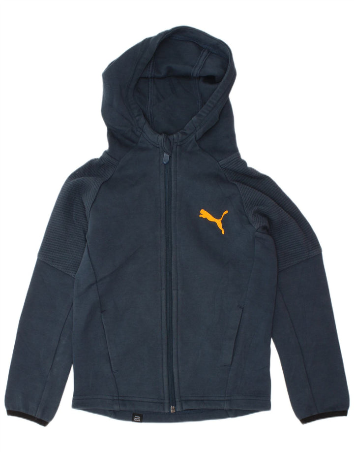 Felpa con cappuccio e zip PUMA per ragazzi 5-6 anni in cotone blu navy