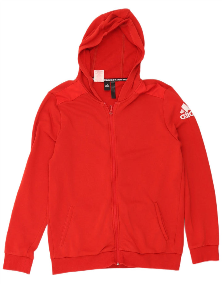 Maglione con cappuccio e zip grafica Adidas da uomo in cotone rosso medio