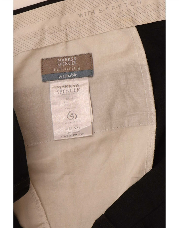 Pantaloni da abito con pegging da uomo Marks & Spencer W40 L29 poliestere grigio