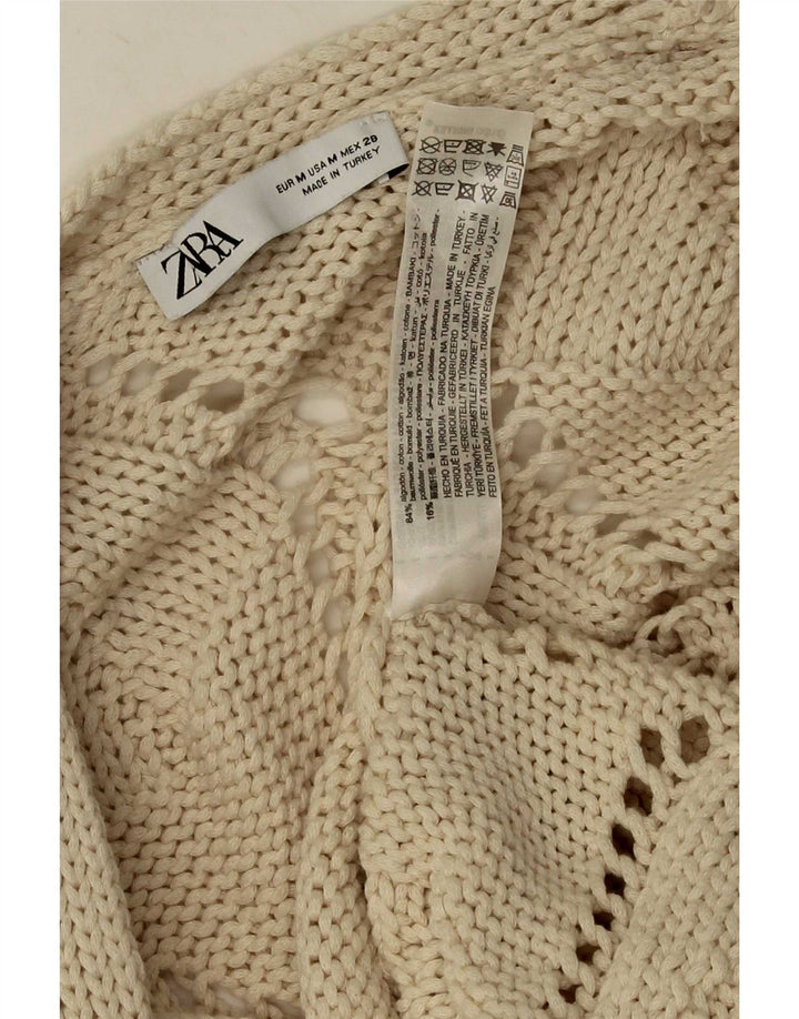 Maglione cardigan da donna Zara UK 14 Cotone beige medio