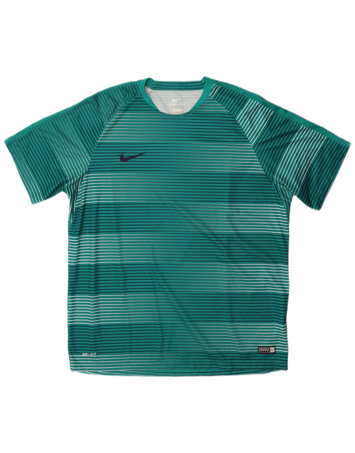 T-shirt Nike Dri Fit da uomo Top 2XL poliestere a righe verdi