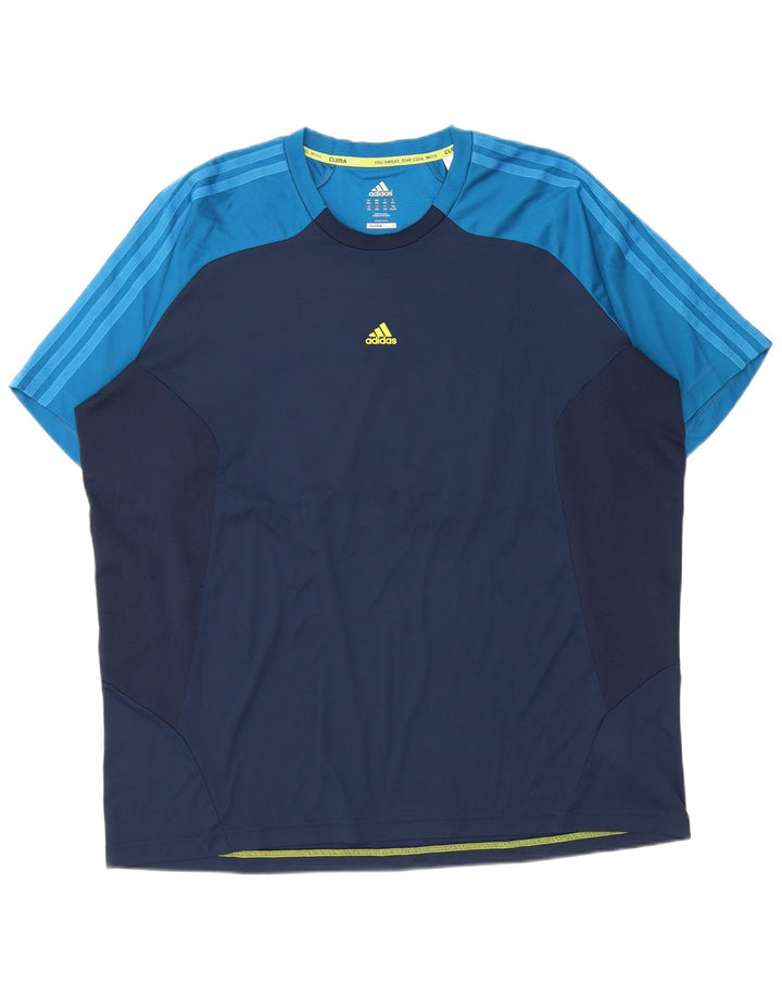 T-shirt Adidas Climacool da uomo Top 2XL Poliestere color block blu navy
