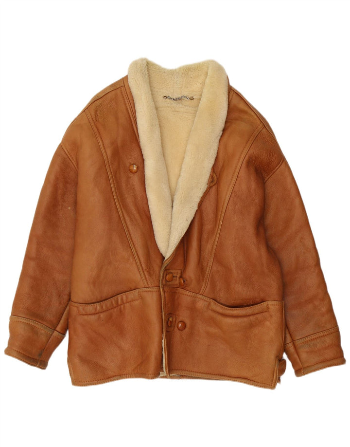 Giacca in shearling vintage da uomo UK 40 Shearling marrone grande