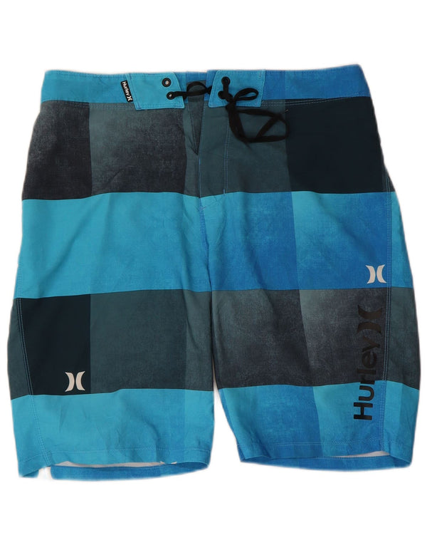 Pantaloncini da bagno grafici da uomo Hurley in poliestere color block blu medio