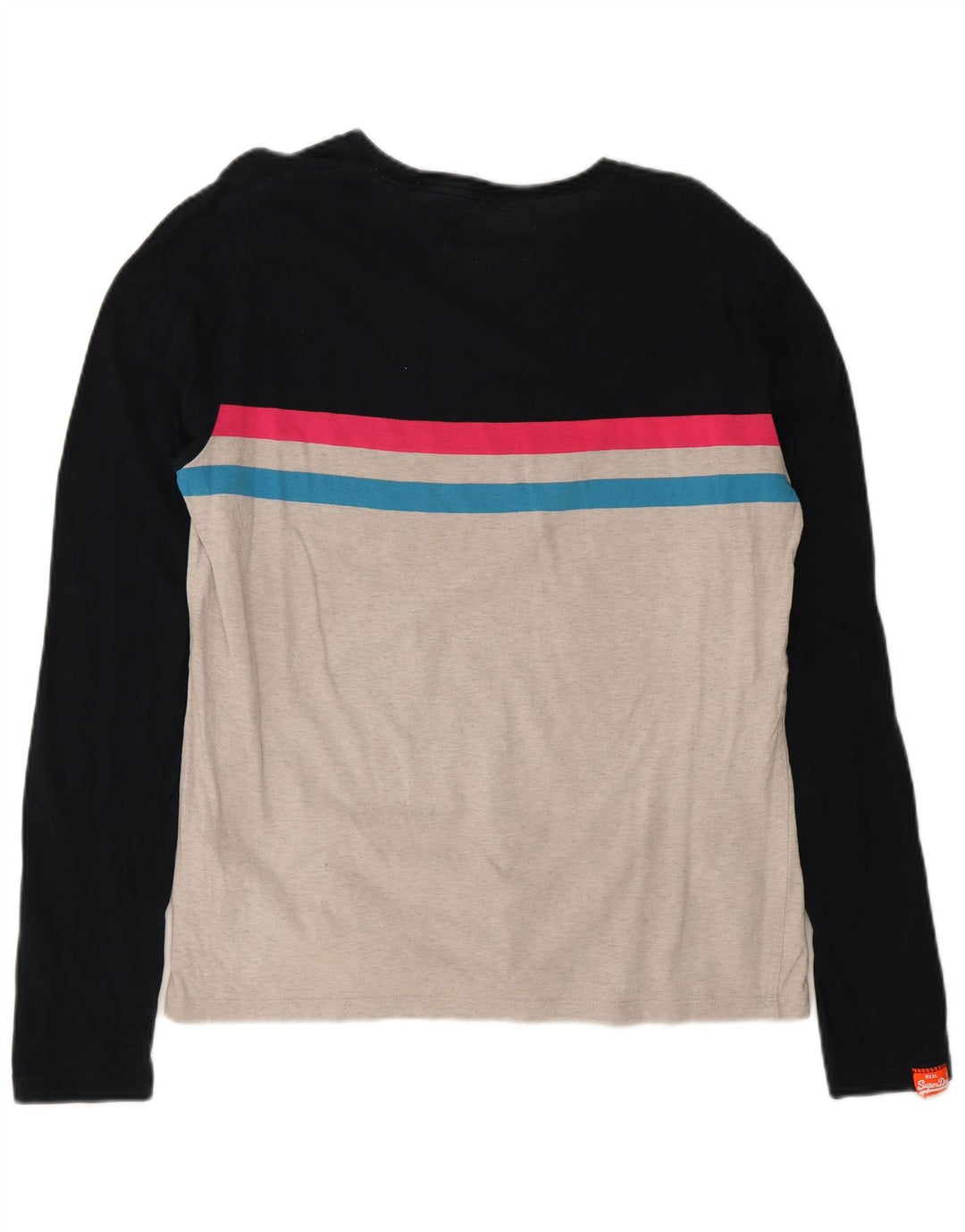SUPERDRY Womens Top Long Sleeve UK 16 Large Grey Colourblock Cotton