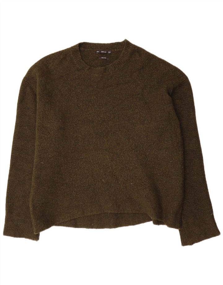 Maglione girocollo oversize da donna Zara UK 14 Viscosa kaki media