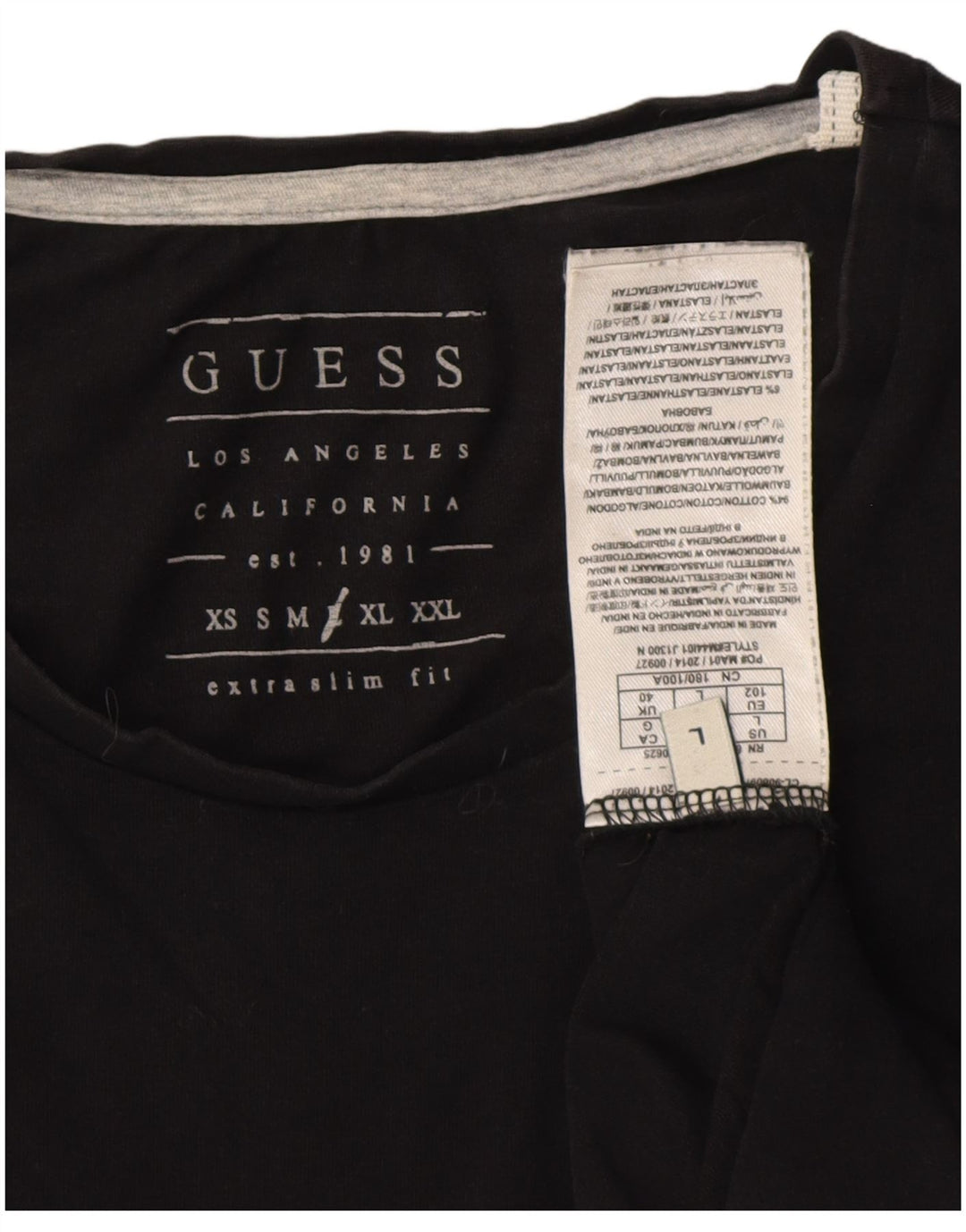 Guess T-shirt da uomo Top Large in cotone nero