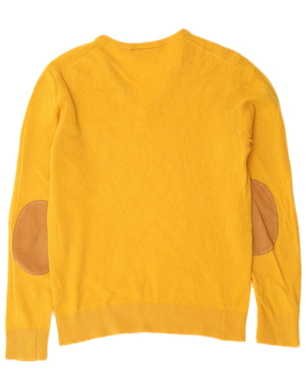 Maglione da uomo con scollo a V Lacoste taglia 3 piccolo in lana vergine gialla