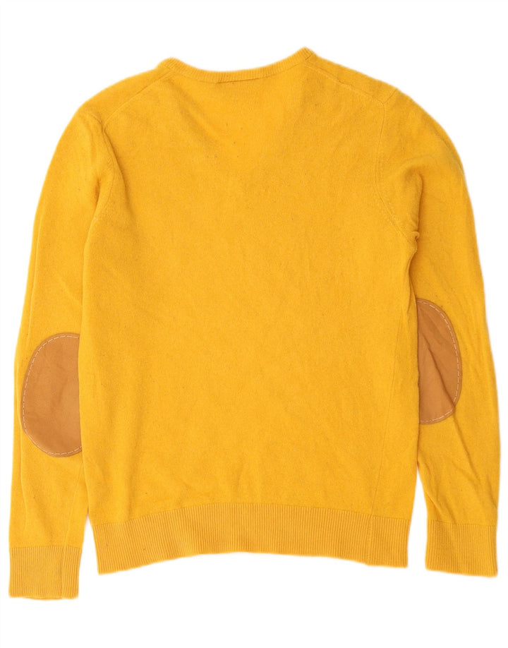Maglione da uomo con scollo a V Lacoste taglia 3 piccolo in lana vergine gialla