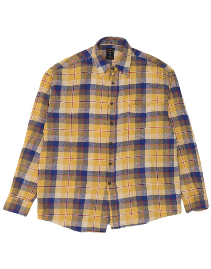 Camicia vintage da uomo in flanella XL in cotone a quadri gialli