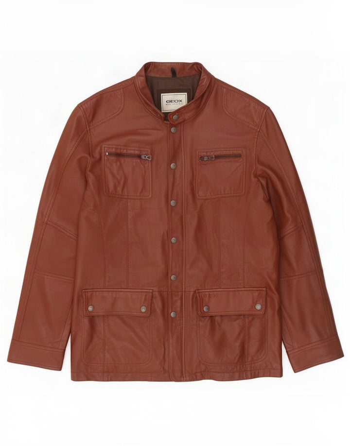 Giacca in pelle da uomo Geox UK 48 4XL Marrone