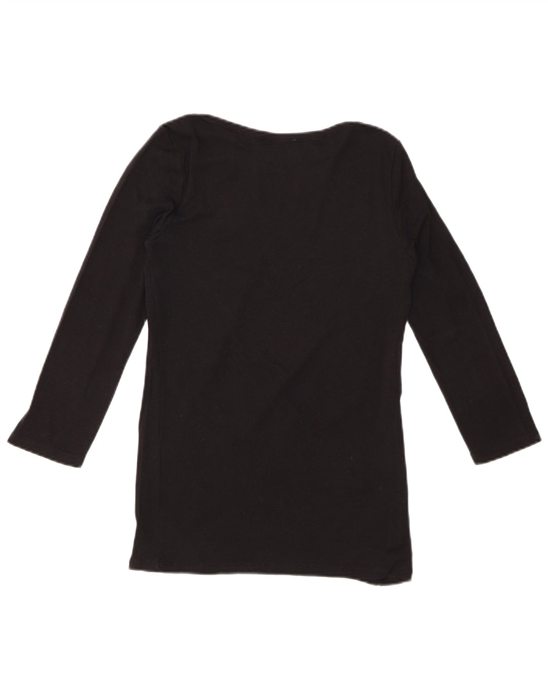 BENETTON Top grafico da donna manica 3/4 UK 8 piccolo nero