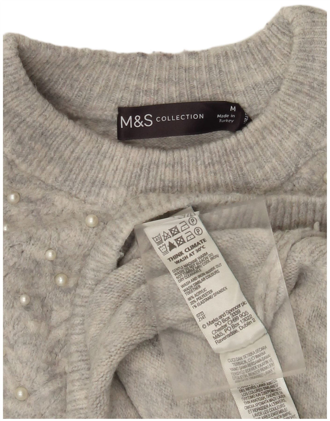 Maglione maglione girocollo da donna Marks & Spencer UK 14 Grigio medio chiazzato