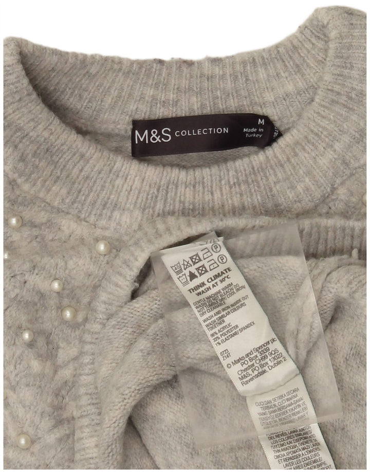 Maglione maglione girocollo da donna Marks & Spencer UK 14 Grigio medio chiazzato
