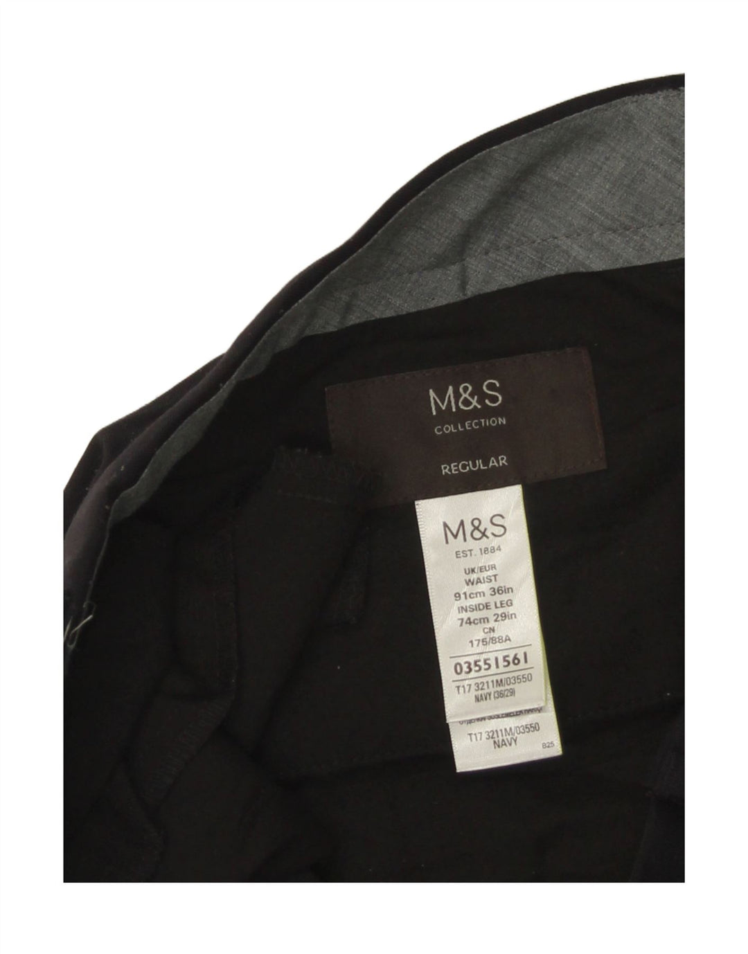 Pantaloni da abito regolari da uomo Marks & Spencer W36 L29 poliestere nero