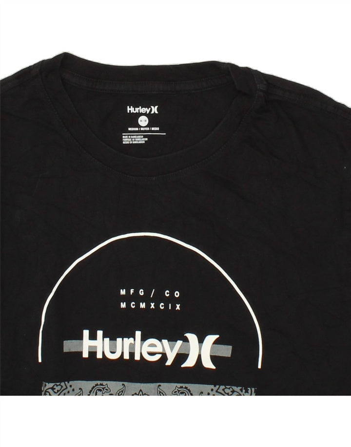 HURLEY Mens Graphic T-Shirt Top Medium Black Cotton Vintage Hurley and Second-Hand Hurley from Messina Hembry 