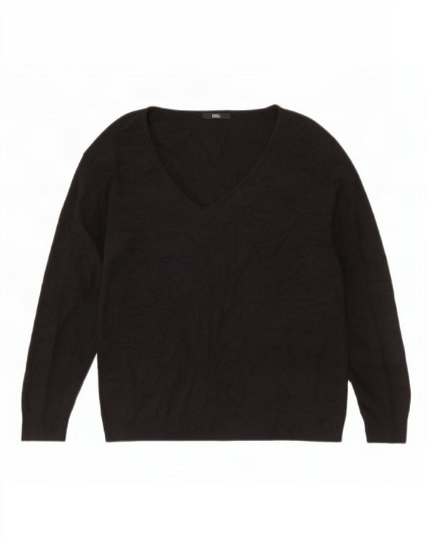 Maglione con scollo a V da donna Marks & Spencer UK 24 4XL Acrilico nero