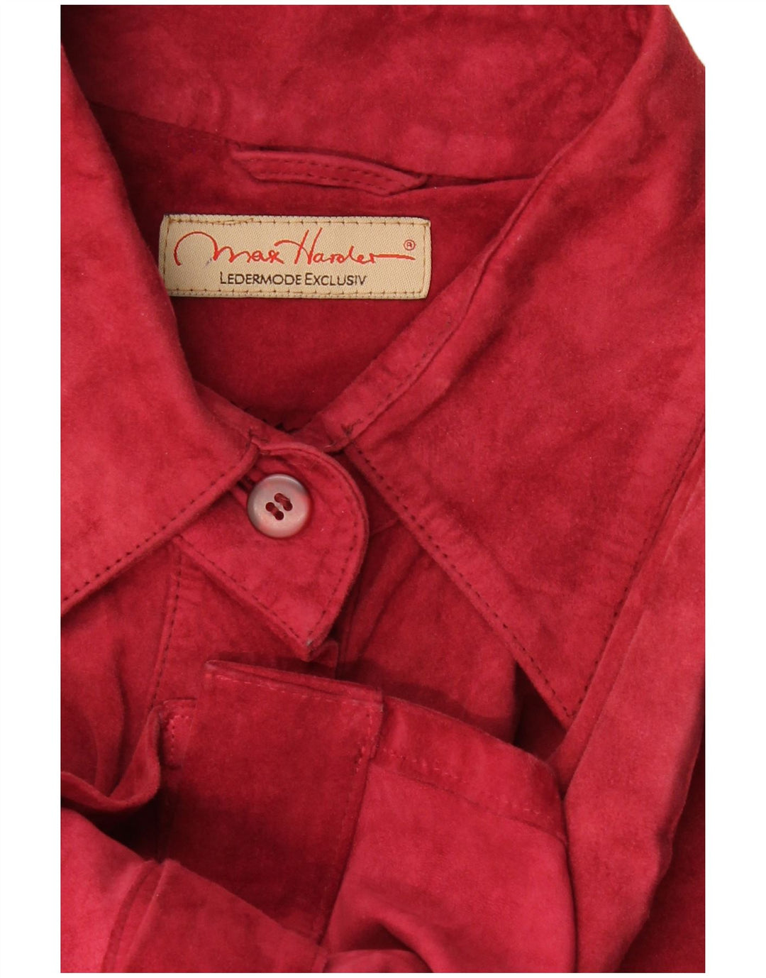 MAX HARDER Camicia da donna in pelle scamosciata con sovracamicia UK 18 XL Rossa