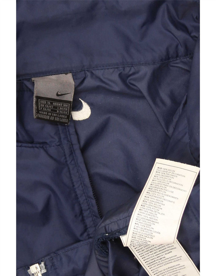 Giacca da ginnastica da uomo con cappuccio Nike XL in nylon blu navy