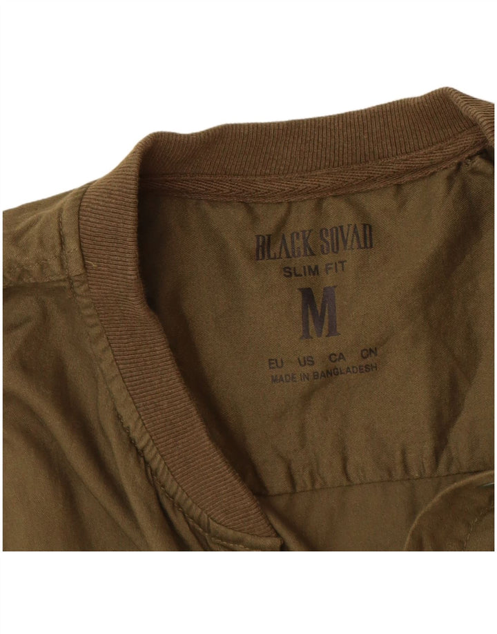 Camicia slim fit da uomo BLACK SQUAD kaki medio