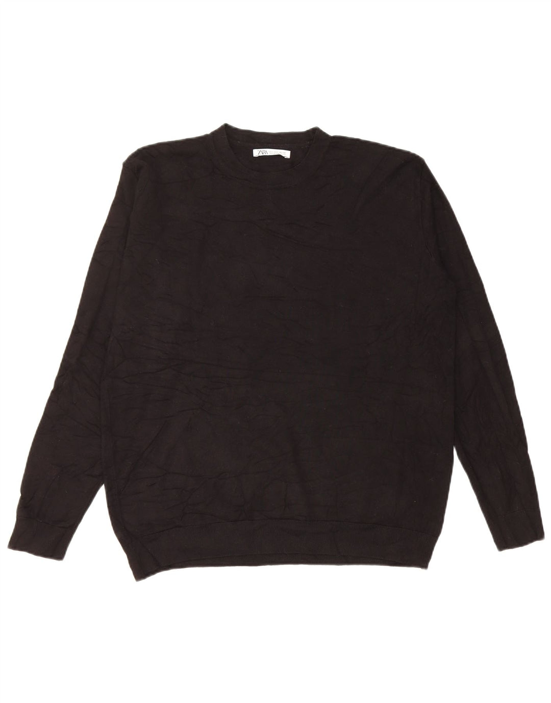 Maglione Zara da uomo girocollo piccolo in viscosa nera