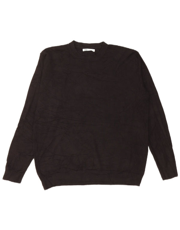 Maglione Zara da uomo girocollo piccolo in viscosa nera