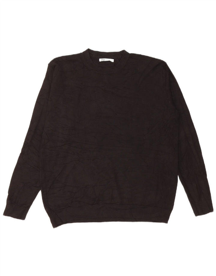 Maglione Zara da uomo girocollo piccolo in viscosa nera